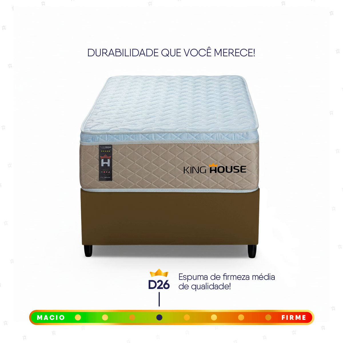 Cama Box Molas Ensacadas Alford Solteirão 96x203 Marrom Espuma D26 Suporta 120 Kg Por Pessoa