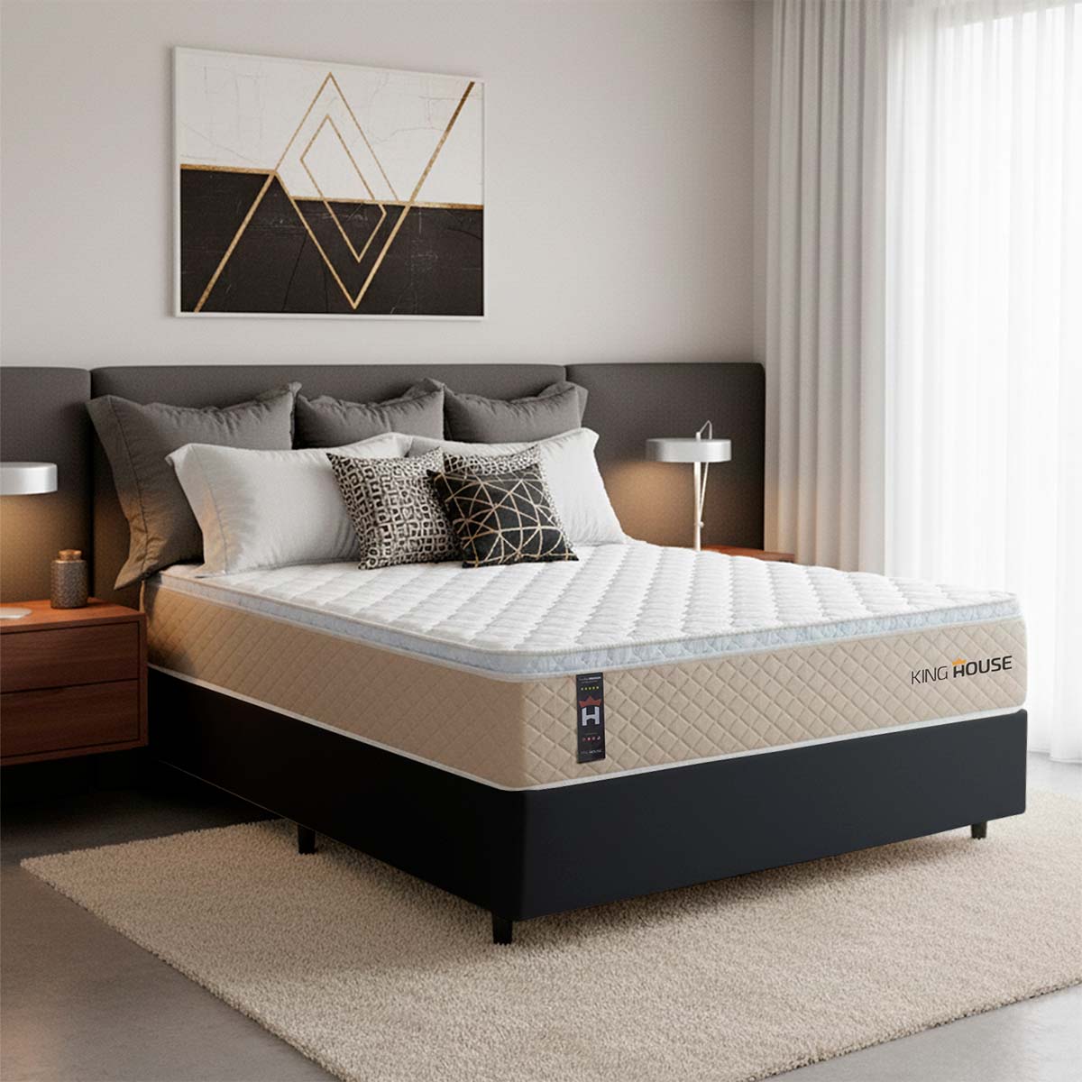 Cama Box Molas Ensacadas Alford Casal 138x188 Preto Espuma D26