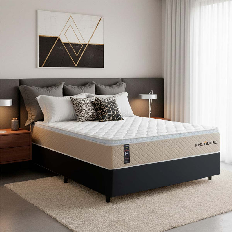 Cama Box Molas Ensacadas Alford Casal 138x188 Preto Espuma D26
