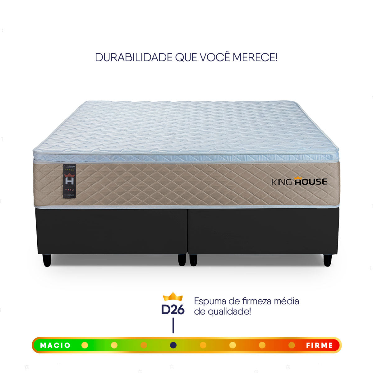 Cama Box Alford Molas Ensacadas Queen 158x198 Bege e Marrom Espuma D26 Suporta 110 kg