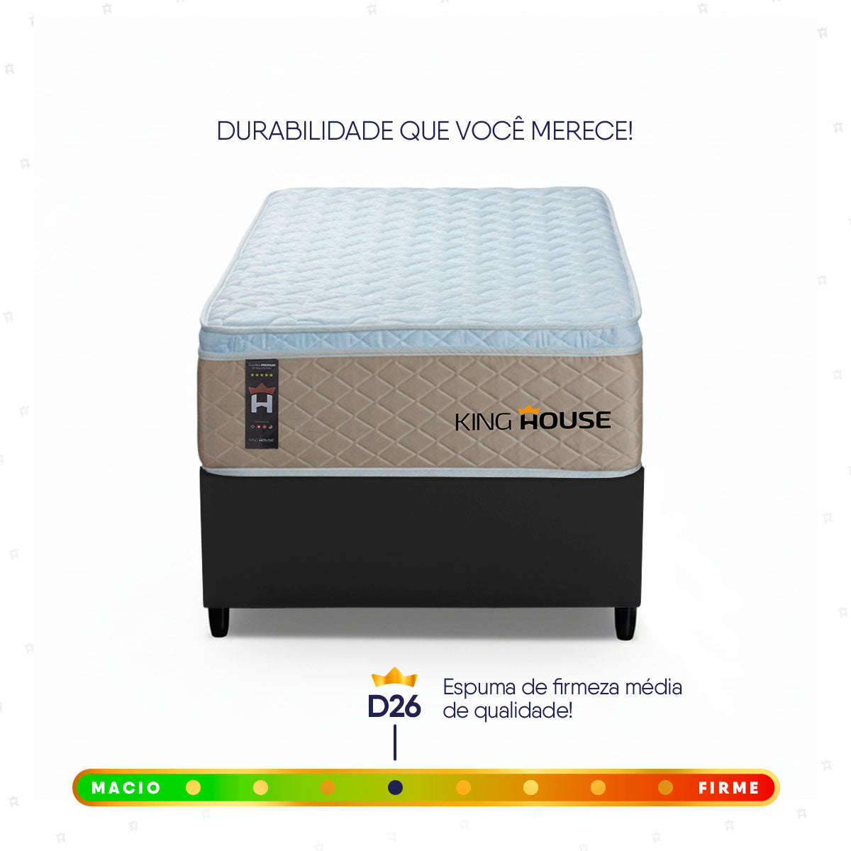 Cama Box Molas Ensacadas Alford Solteiro 88x188 Bege e Preto Espuma D26 Suporta 120 kg