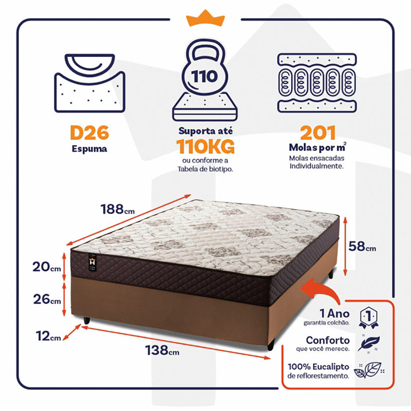 Cama Box Molas Ensacadas Allura Casal 138x188 King House
