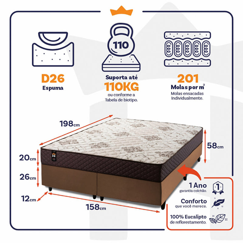 Cama Box Allura Molas Ensacadas Queen 158x198 King House