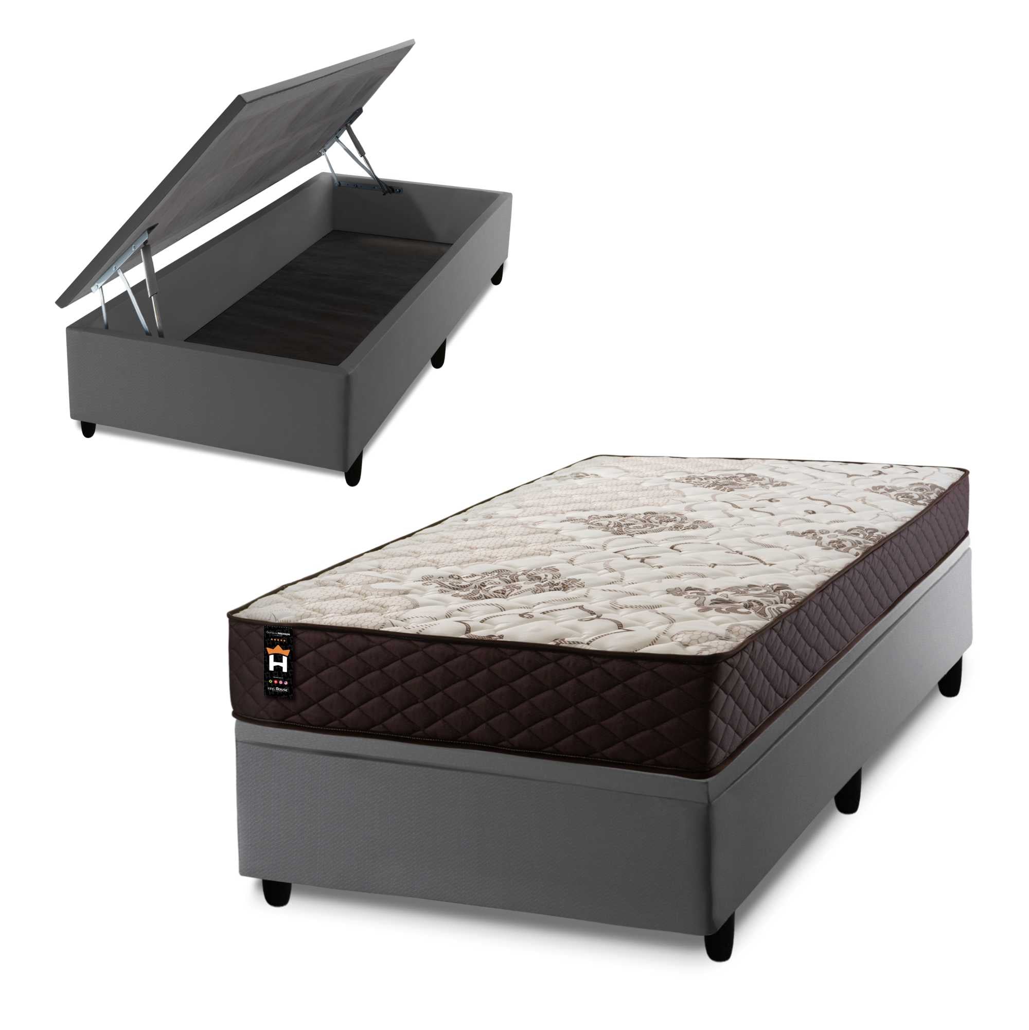 Cama Box Baú Allura 96x203 c/ Molas Ensacadas King House