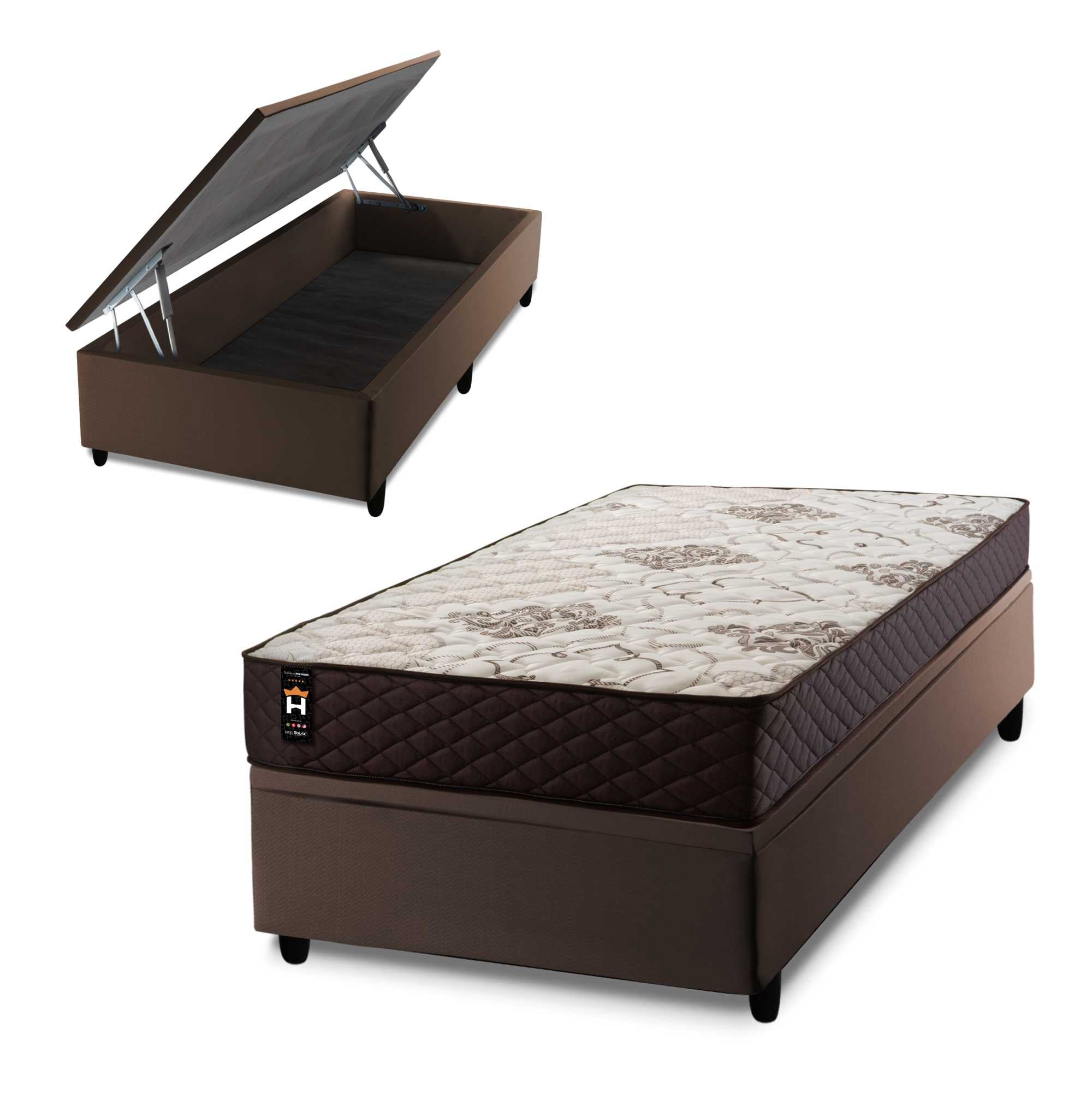 Cama Box Baú Allura 88x188 c/ Molas Ensacadas King House