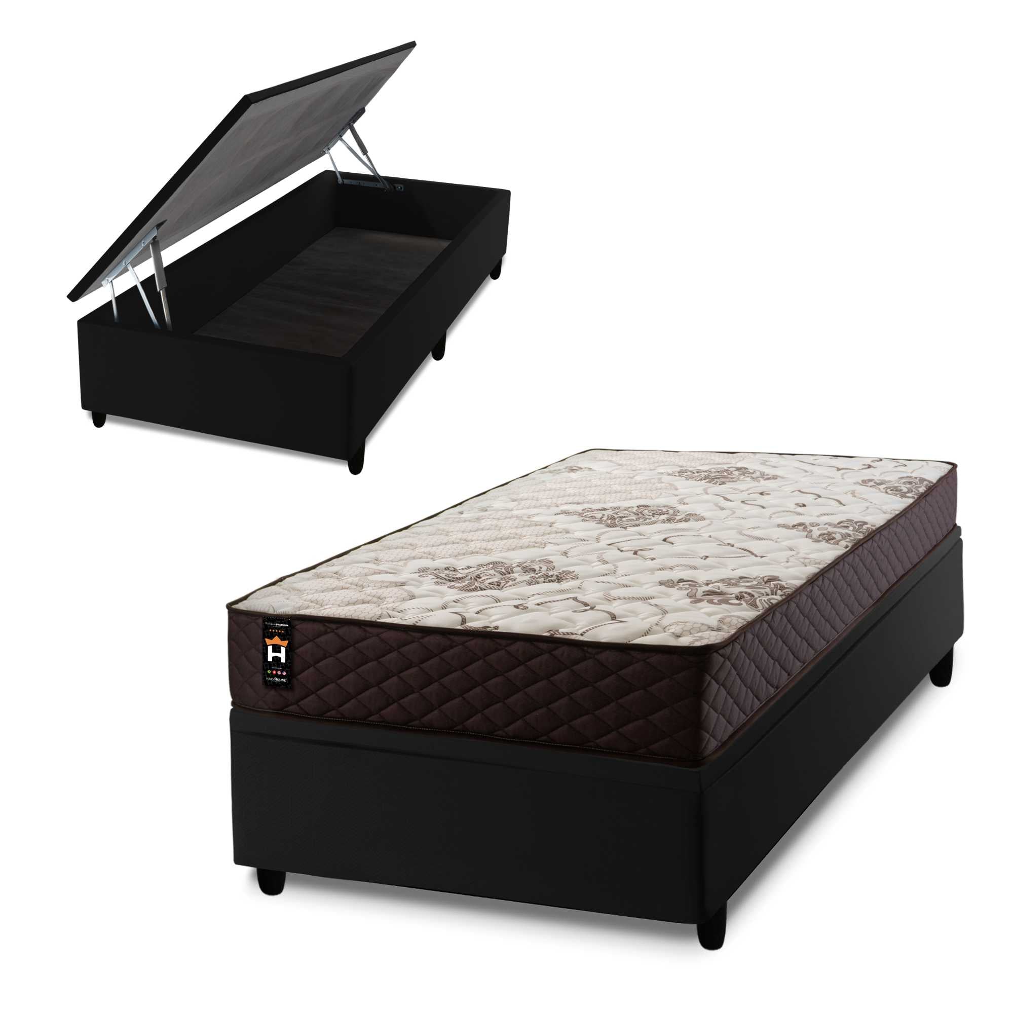 Cama Box Baú Allura 88x188 c/ Molas Ensacadas King House