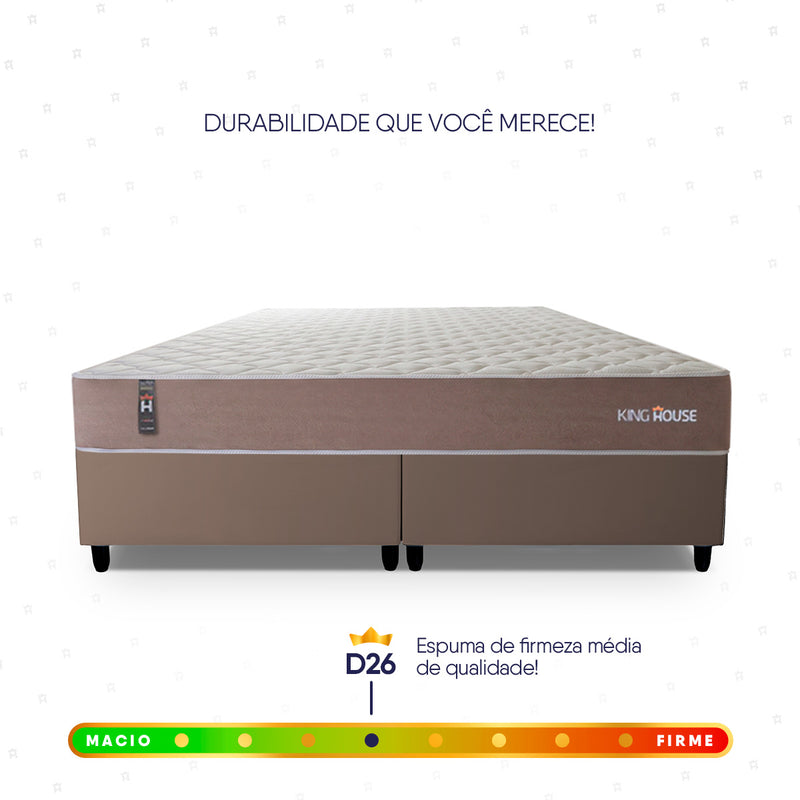 Cama Box Size Alpha Special Queen 158x198 Molas Bege Espuma D26 Suporta 110 Kg Por Pessoa
