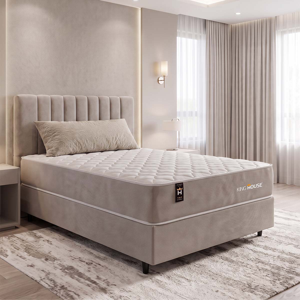 Cama Box Solteiro 88x188 Bege Alpha Special Molas Espuma D26 Suporta 110 Kg Por Pessoa