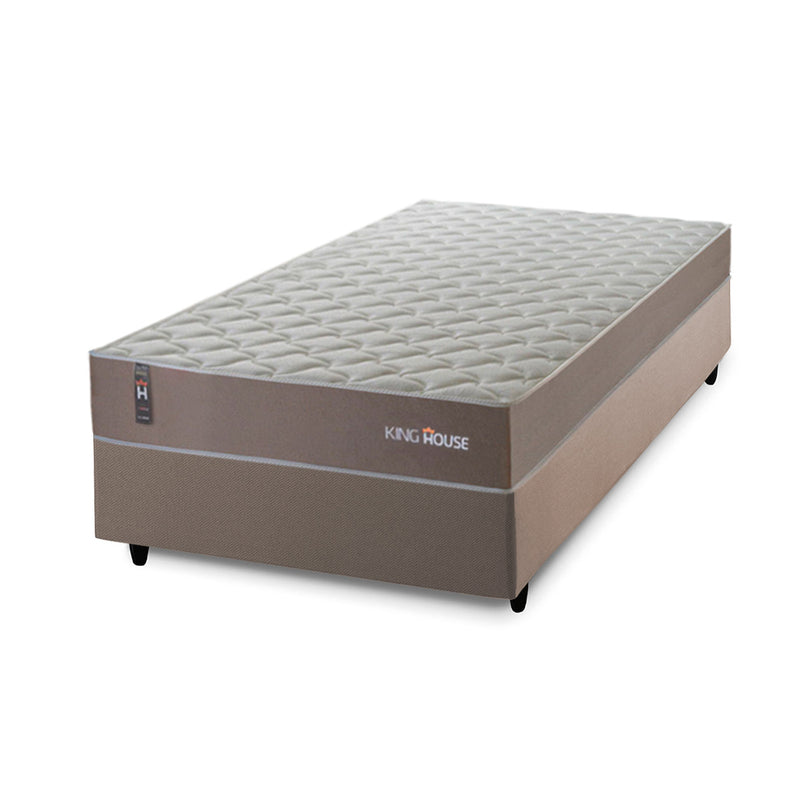 Cama Box Solteiro 88x188 Bege Alpha Special Molas Espuma D26 Suporta 110 Kg Por Pessoa