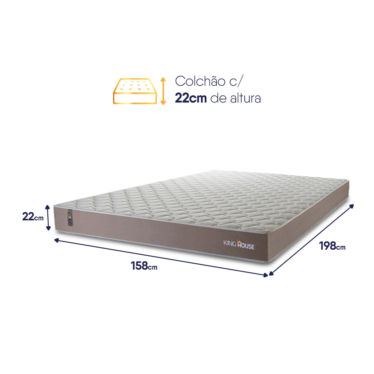Colchão Queen Size Alpha Special 158x198x22 Bege c/ Molas ensacadas - Hellen Espuma D26 Suporta 110 Kg Por Pessoa