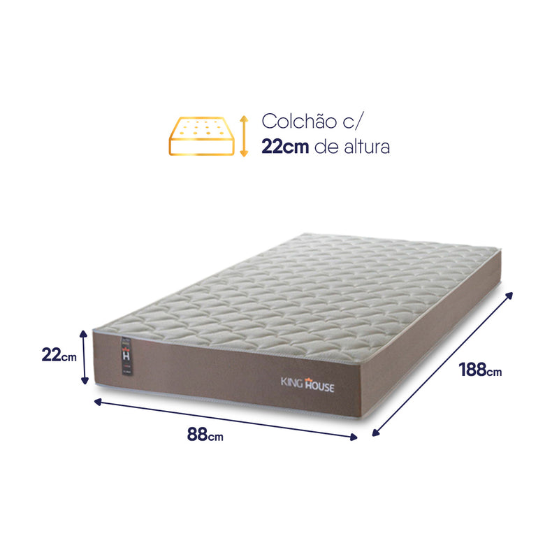 Colchão Solteiro Alpha Special 88x188x22 Bege c/ Molas ensacadas - Hellen Espuma D26 Suporta 110 Kg Por Pessoa