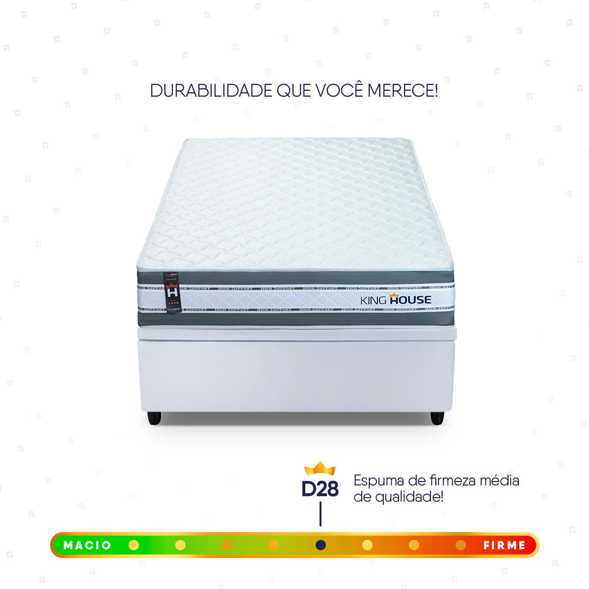 Cama Box Baú Alpine 88x188 Cinza e Branco c/ Molas Ensacadas Espuma D28 Suporta 120 kg