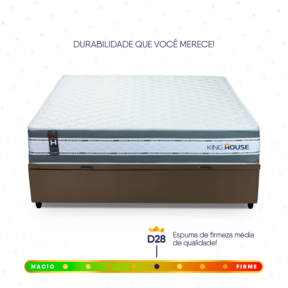 Cama Box Baú Alpine 138x188 Cinza e Marrom c/ Molas Ensacadas Espuma D28 Suporta 120 kg