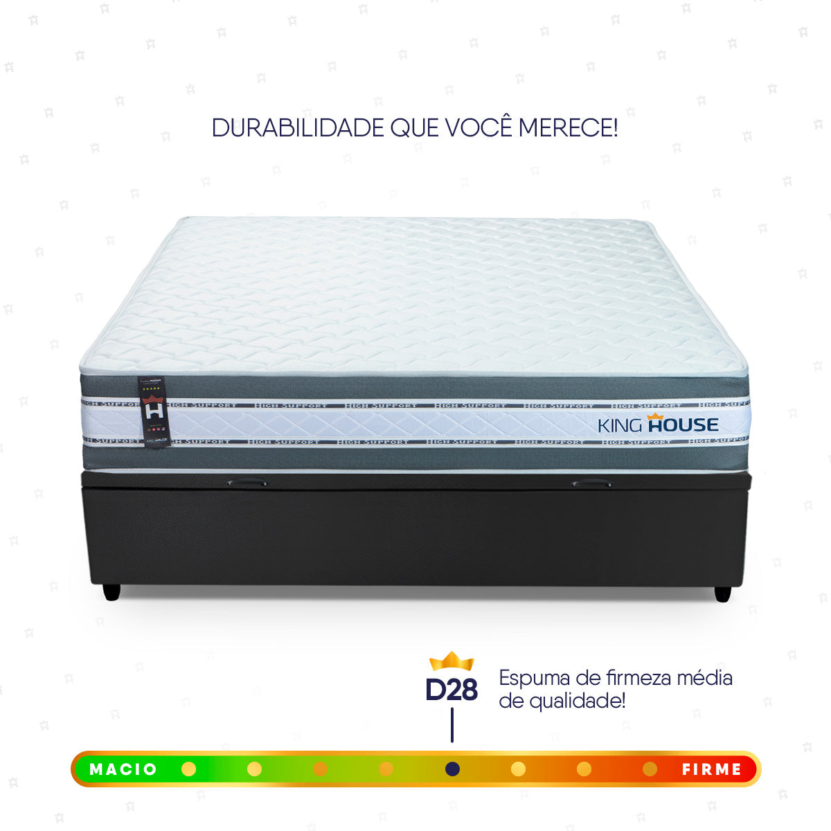 Cama Box Baú Alpine 138x188 Cinza e Preto c/ Molas Ensacadas Espuma D28 Suporta 120 kg