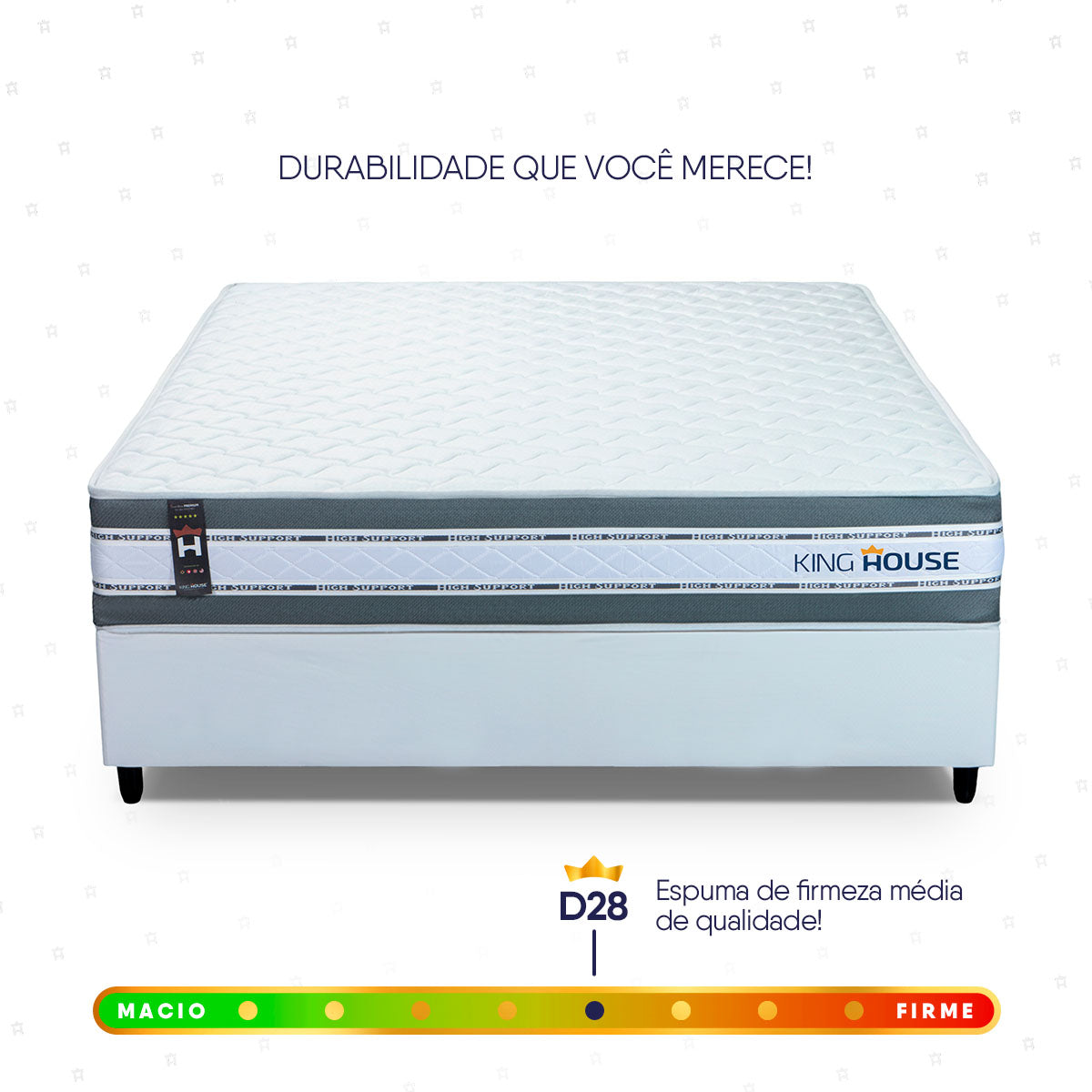 Cama Box Molas Ensacadas Alpine Casal 138x188 Branco Espuma D28 Suporta 120 Kg Por Pessoa