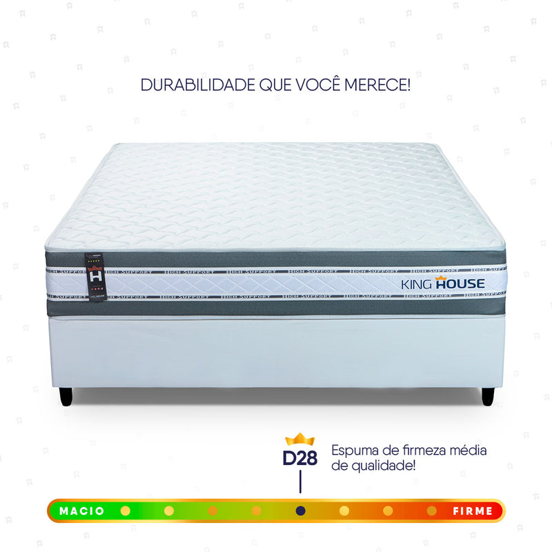 Cama Box Molas Ensacadas Alpine Casal 138x188 Branco Espuma D28 Suporta 120 Kg Por Pessoa