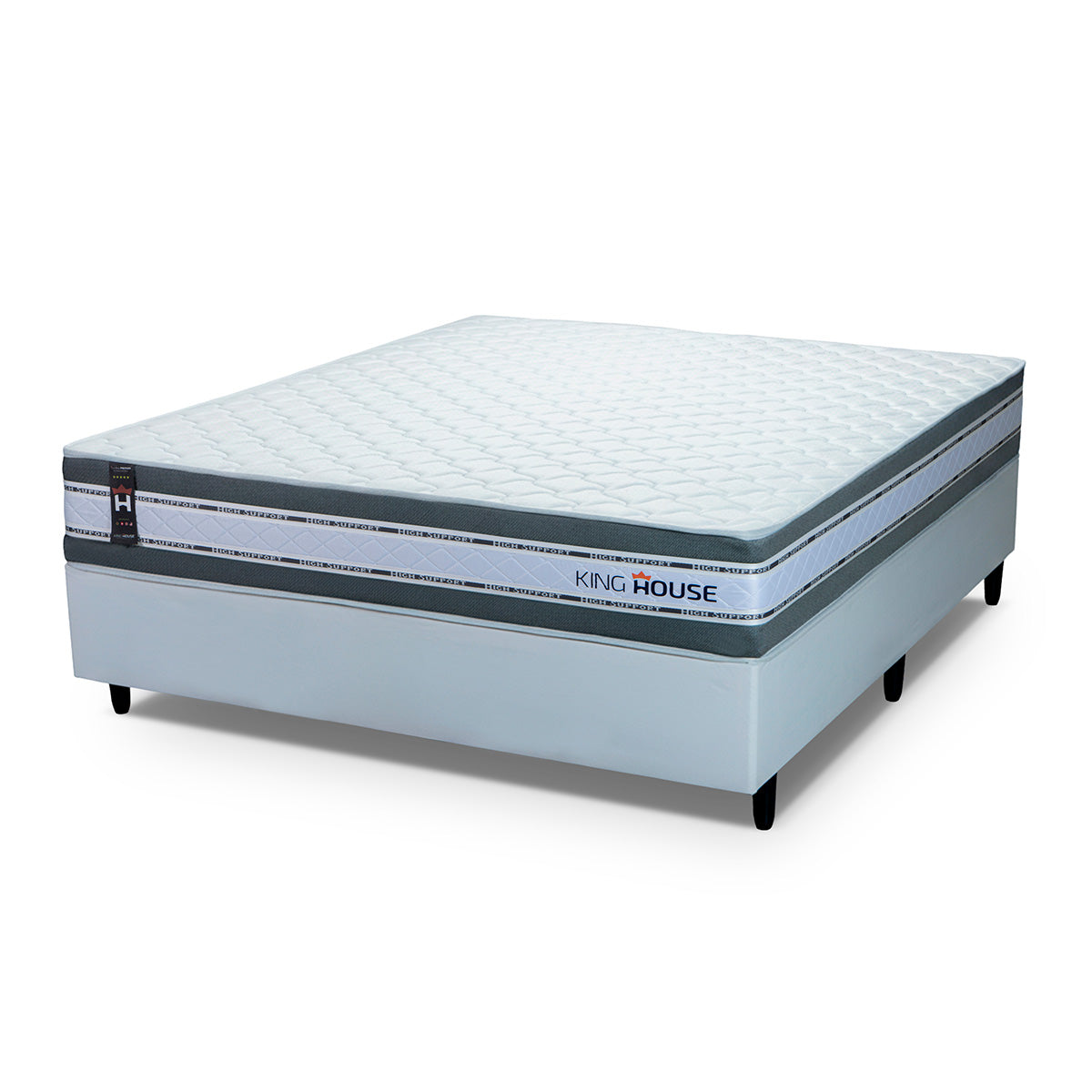 Cama Box Molas Ensacadas Alpine Casal 138x188 Branco Espuma D28 Suporta 120 Kg Por Pessoa