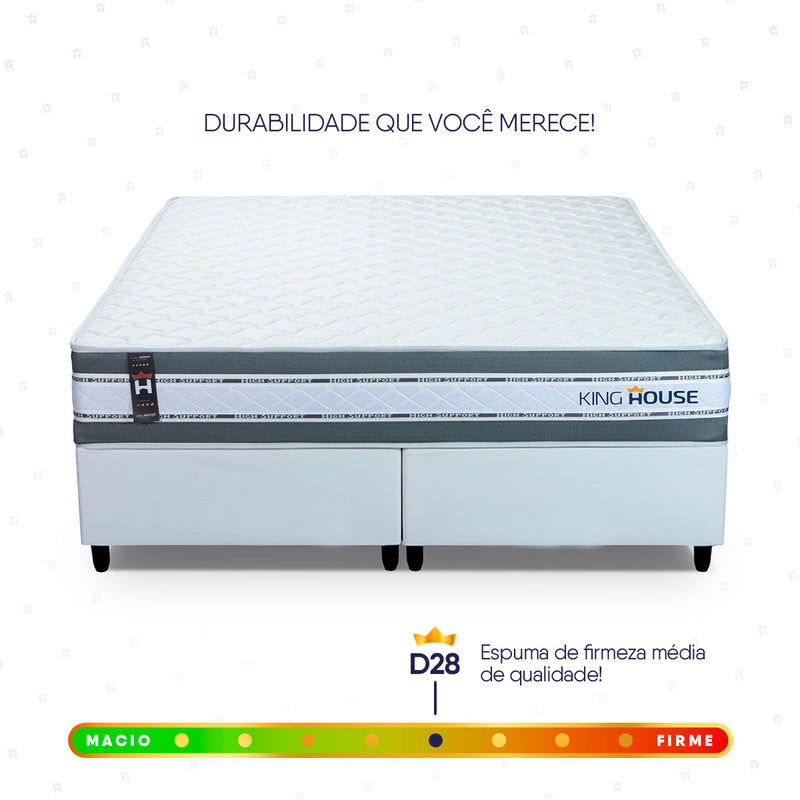 Cama Box Alpine Molas Ensacadas Queen 158x198 Cinza e Marrom Espuma D28 Suporta 120 kg