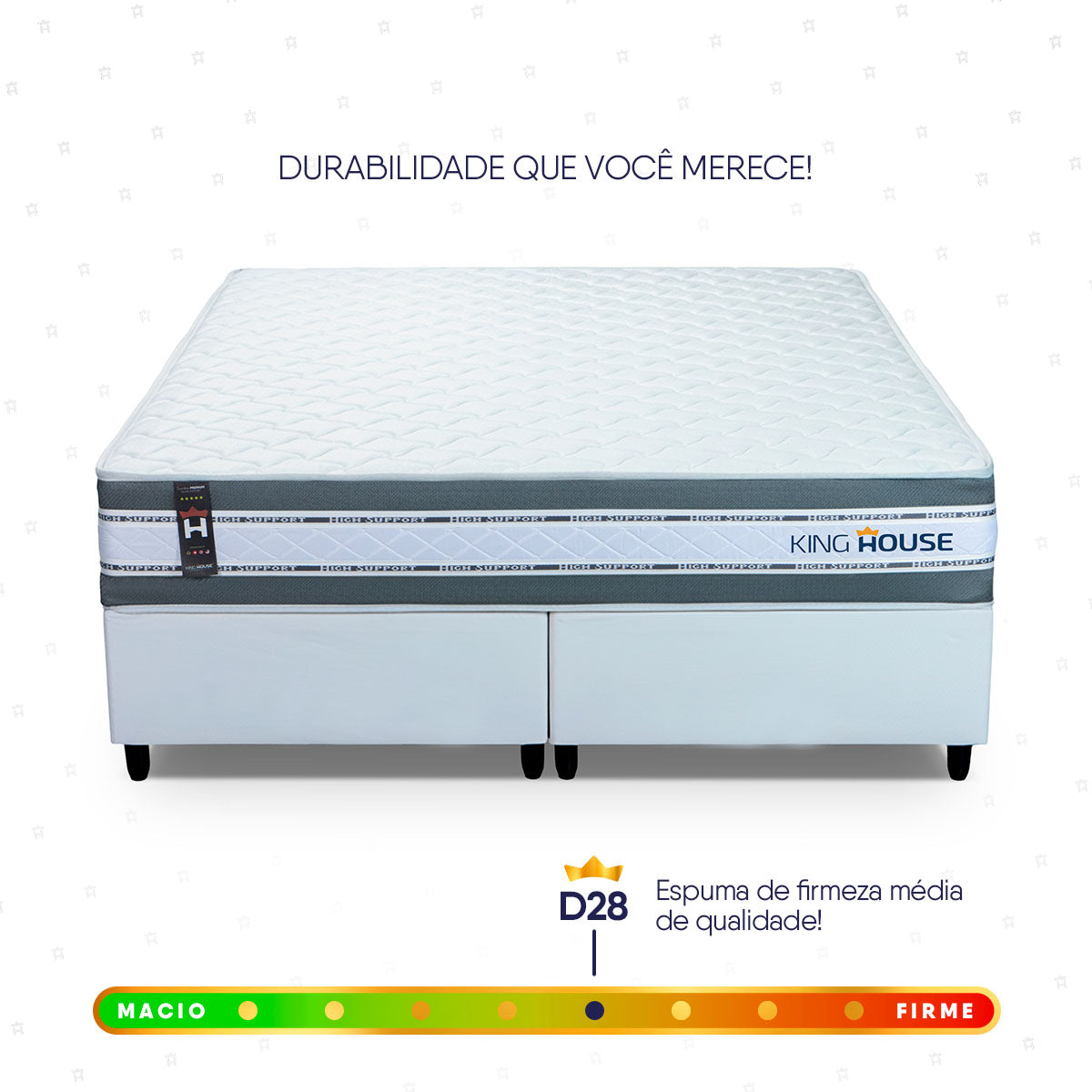 Cama Box Alpine Molas Ensacadas  193x203 Cinza e Branco Espuma D28 Suporta 120 kg