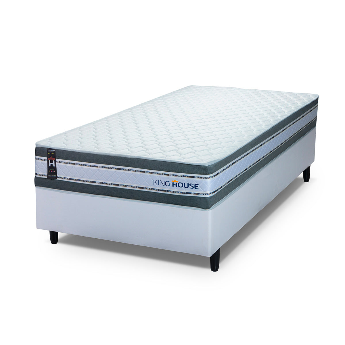 Cama Box Molas Ensacadas Alpine Solteiro 88x188 Branco Espuma D28 Suporta 120 Kg Por Pessoa