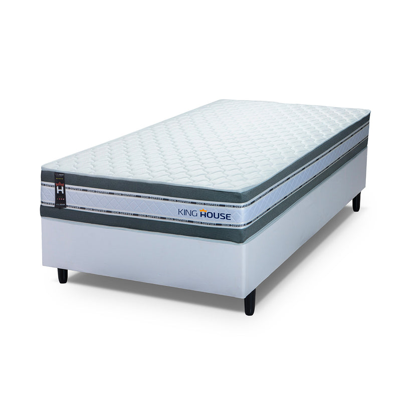Cama Box Molas Ensacadas Alpine Solteiro 88x188 Branco Espuma D28 Suporta 120 Kg Por Pessoa