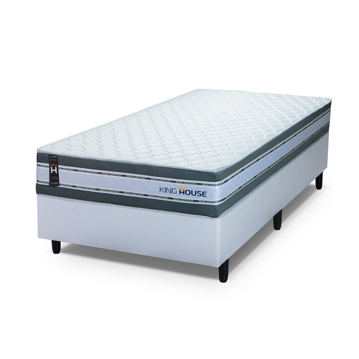 Cama Box Molas Ensacadas Alpine Solteirão 96x203 Branco Espuma D28 Suporta 120 Kg Por Pessoa