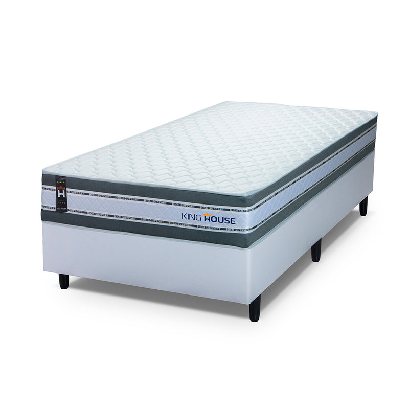 Cama Box Molas Ensacadas Alpine Solteirão 96x203 Branco Espuma D28 Suporta 120 Kg Por Pessoa