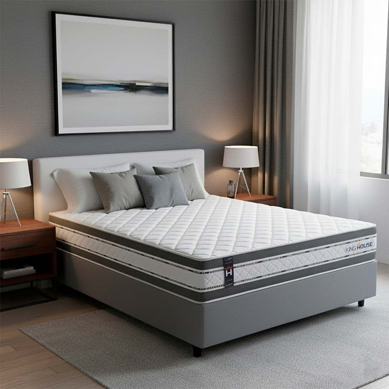 Cama Box Molas Ensacadas Alpine Casal 138x188 Cinza Espuma D28 Suporta 120 Kg Por Pessoa