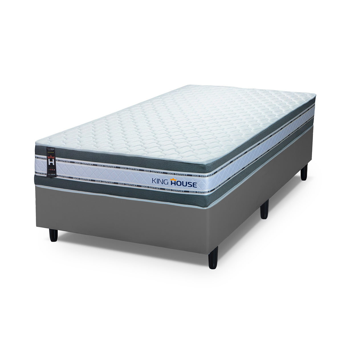 Cama Box Molas Ensacadas Alpine Solteirão 96x203 Cinza Espuma D28 Suporta 120 Kg Por Pessoa
