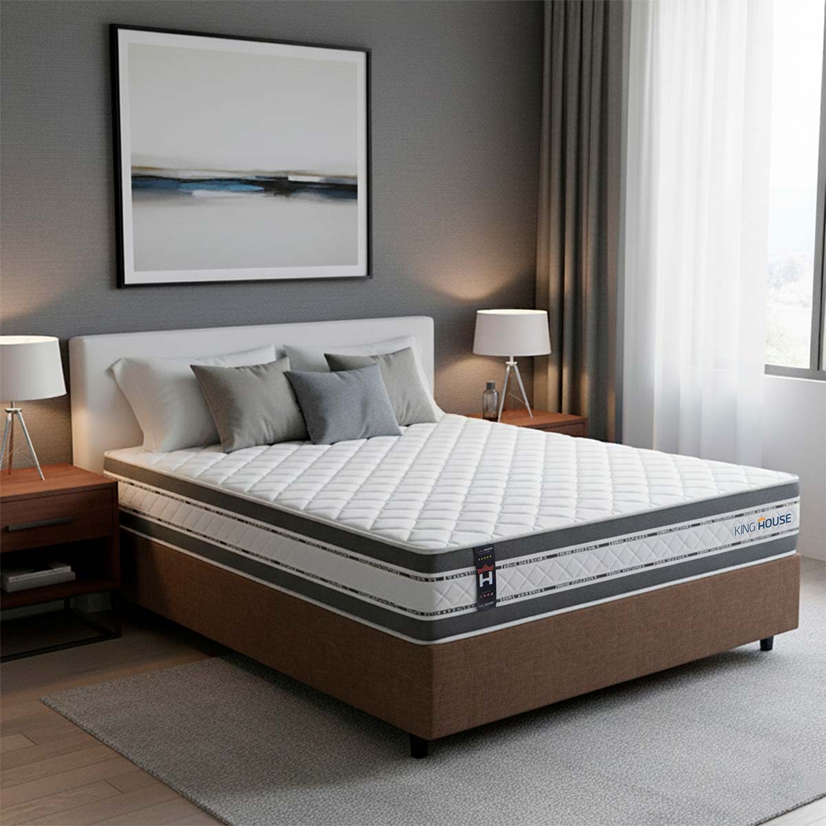 Cama Box Molas Ensacadas Alpine Casal 138x188 Marrom Espuma D28 Suporta 120 Kg Por Pessoa