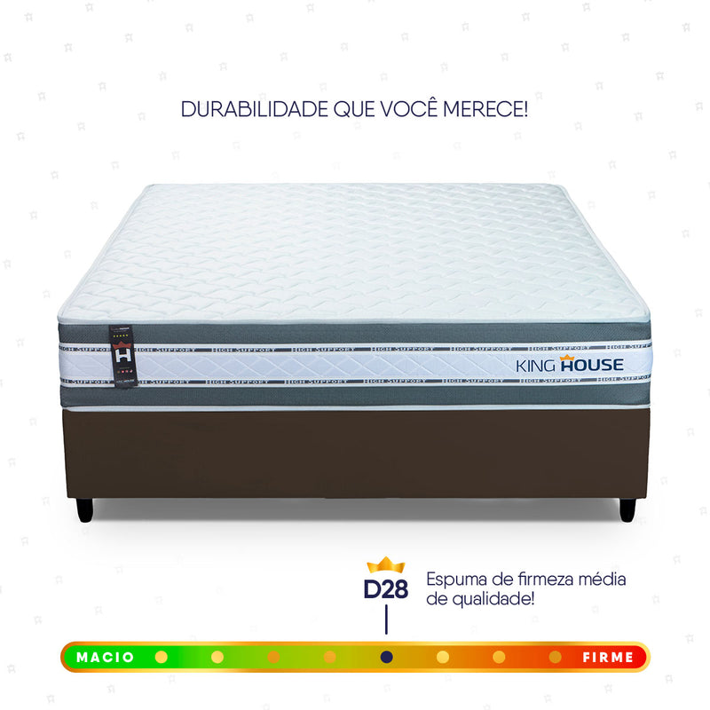 Cama Box Molas Ensacadas Alpine Casal 138x188 Marrom Espuma D28 Suporta 120 Kg Por Pessoa