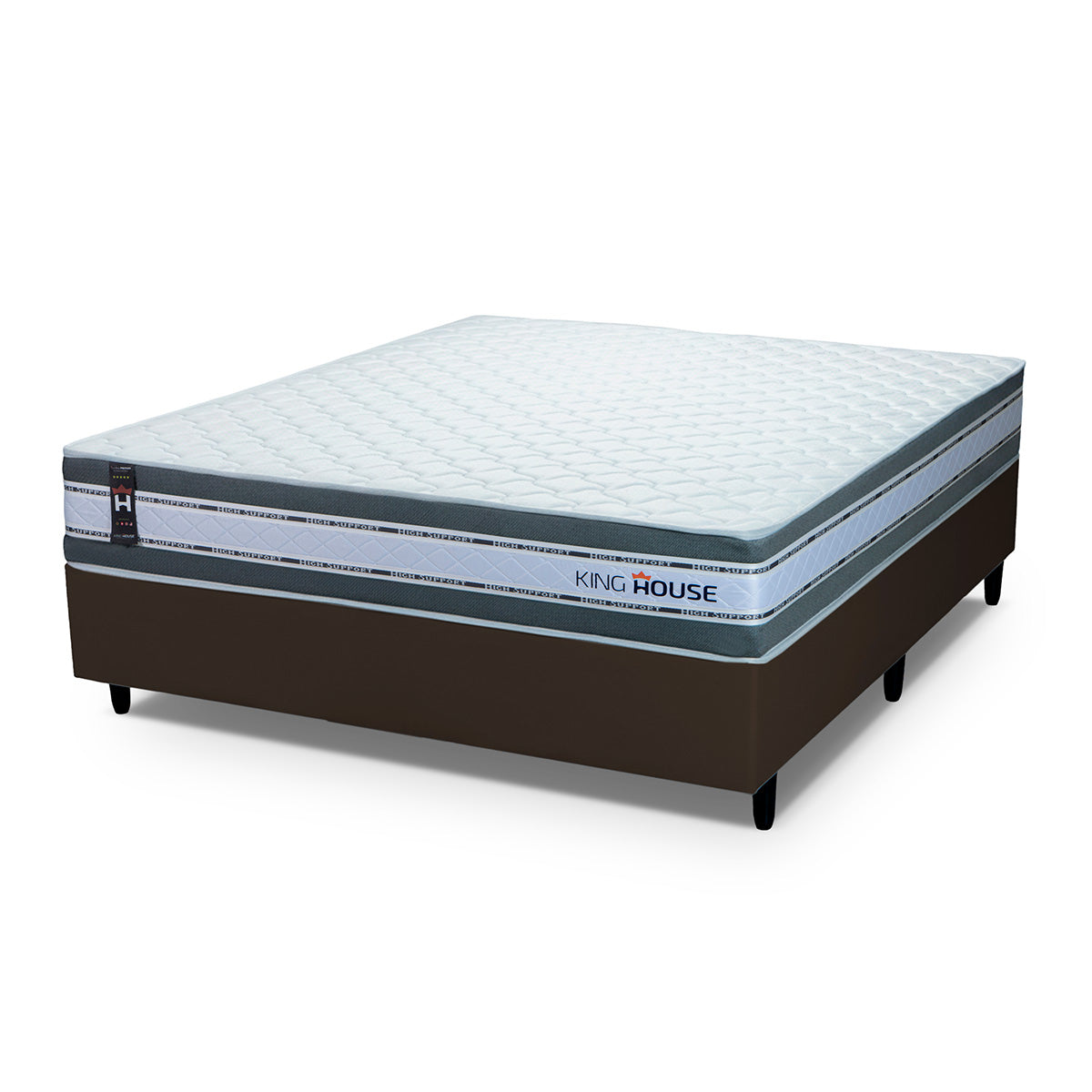 Cama Box Molas Ensacadas Alpine Casal 138x188 Marrom Espuma D28 Suporta 120 Kg Por Pessoa