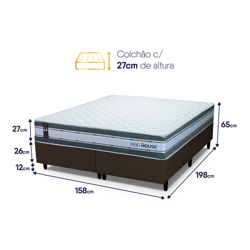 Cama Box Alpine Molas Ensacadas Queen 158x198 Cinza Espuma D28 Suporta 120 kg