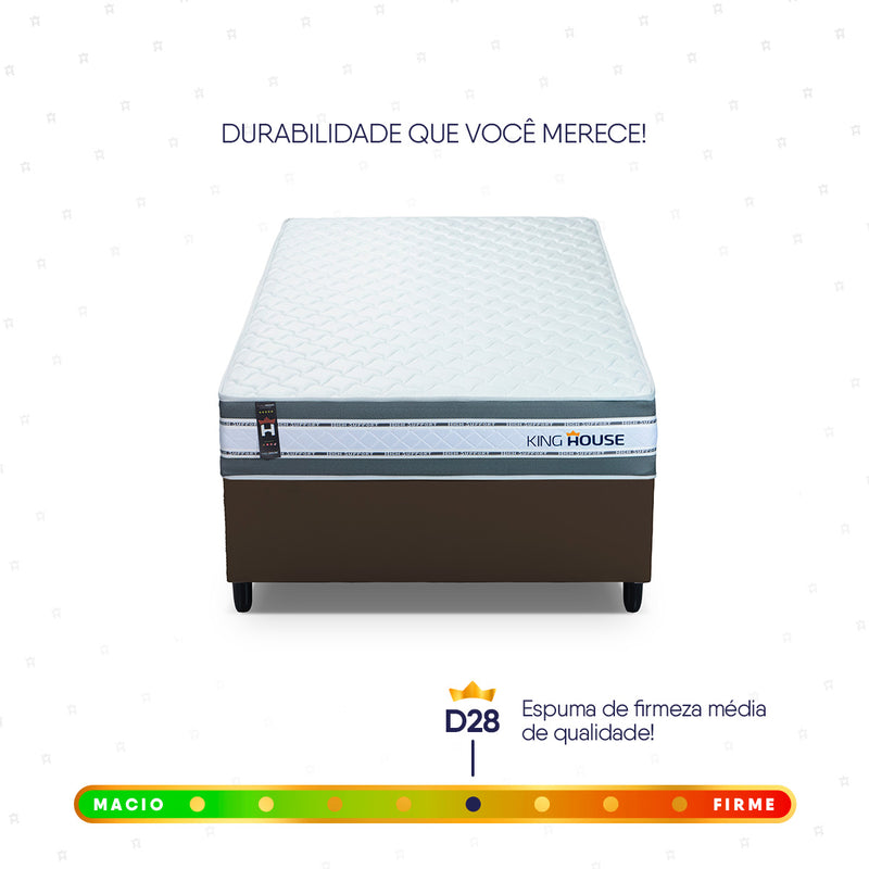 Cama Box Molas Ensacadas Alpine Solteiro 88x188 Marrom Espuma D28 Suporta 120 Kg Por Pessoa