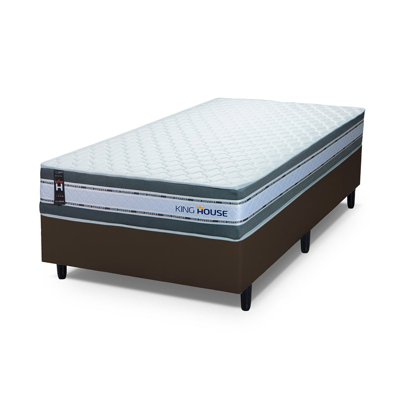 Cama Box Molas Ensacadas Alpine Solteirão 96x203 Marrom Espuma D28 Suporta 120 Kg Por Pessoa