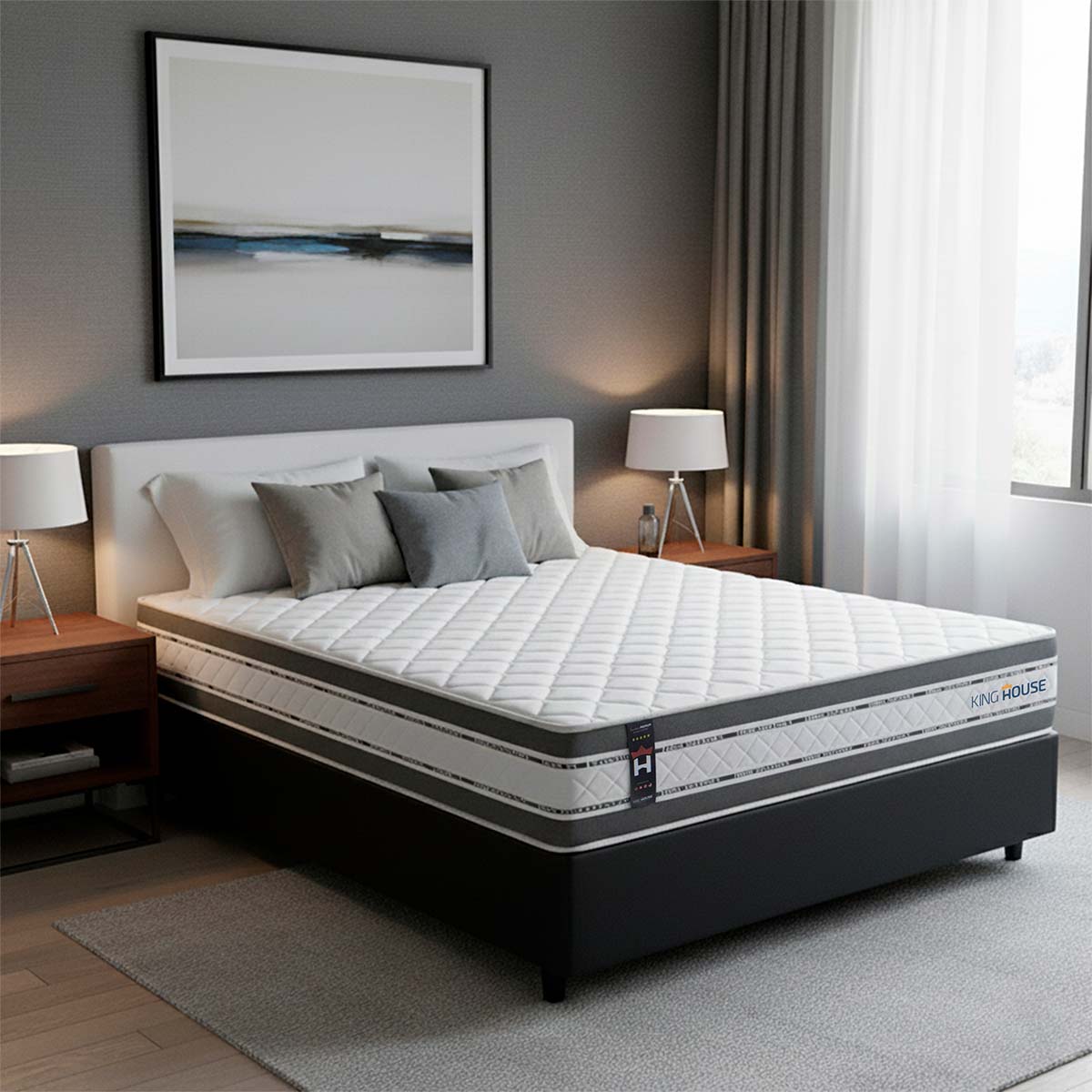 Cama Box Molas Ensacadas Alpine Casal 138x188 Preto Espuma D28 Suporta 120 Kg Por Pessoa