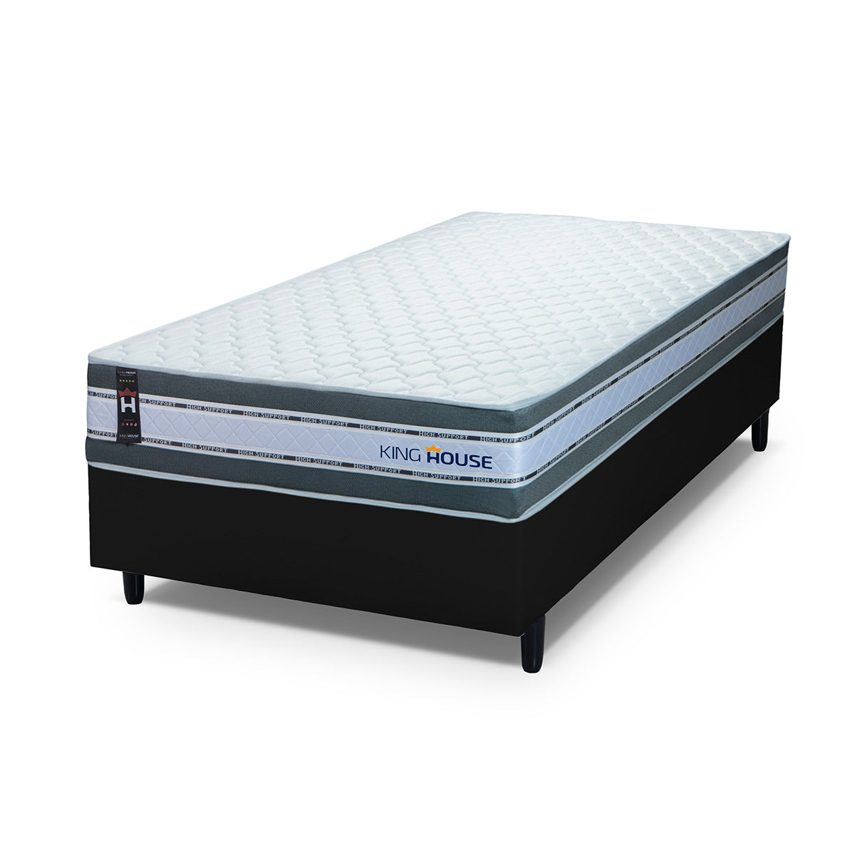 Cama Box Molas Ensacadas Alpine Solteiro 88x188 Preto Espuma D28 Suporta 120 Kg Por Pessoa