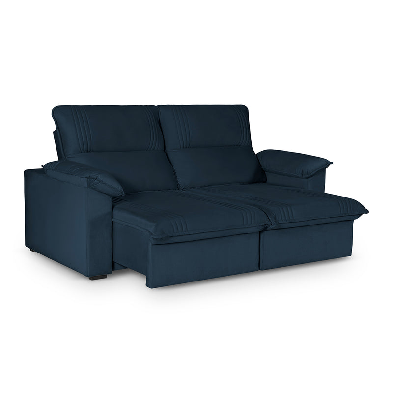 Sofá Retrátil Reclinável America 1,50m Suede Azul