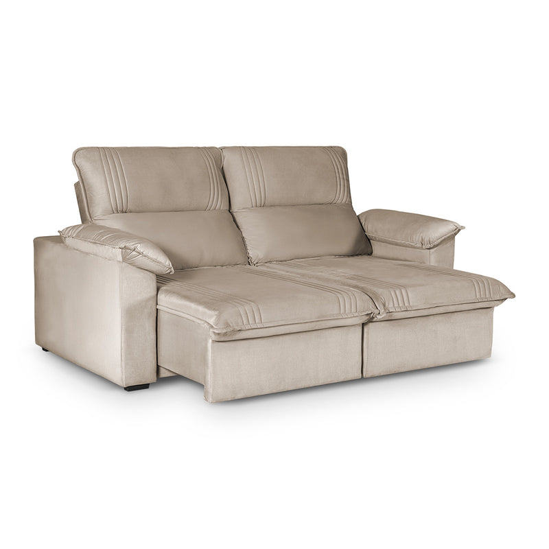 Sofá Retrátil Reclinável America 1,80m Suede Bege
