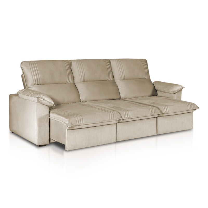 Sofá Retrátil Reclinável America 2,30m Suede Bege