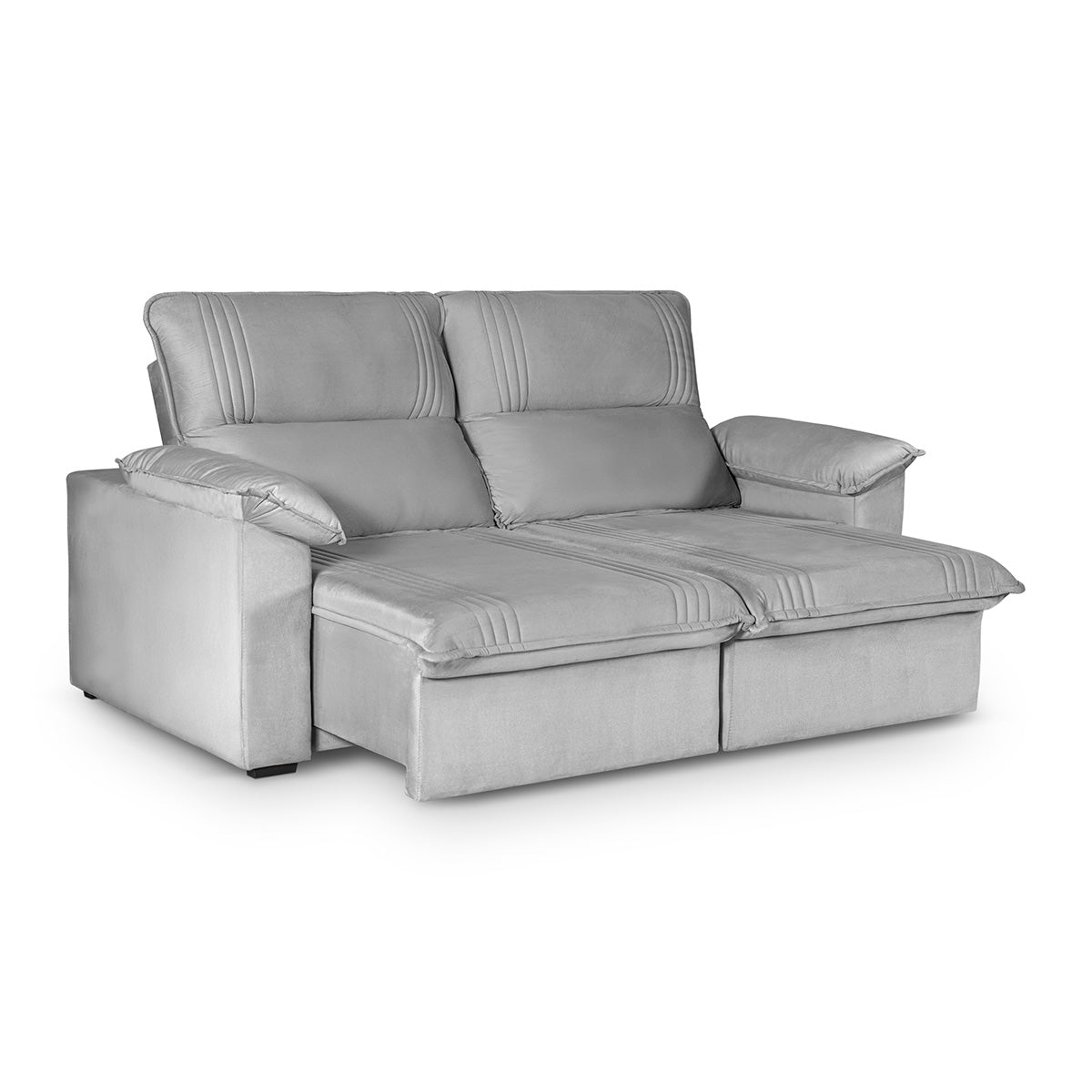 Sofá Retrátil Reclinável America 1,80m Suede Cinza