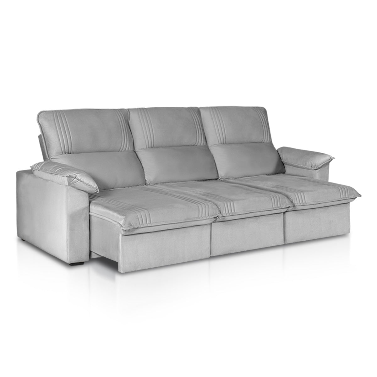Sofá Retrátil Reclinável America 2,30m Suede Cinza