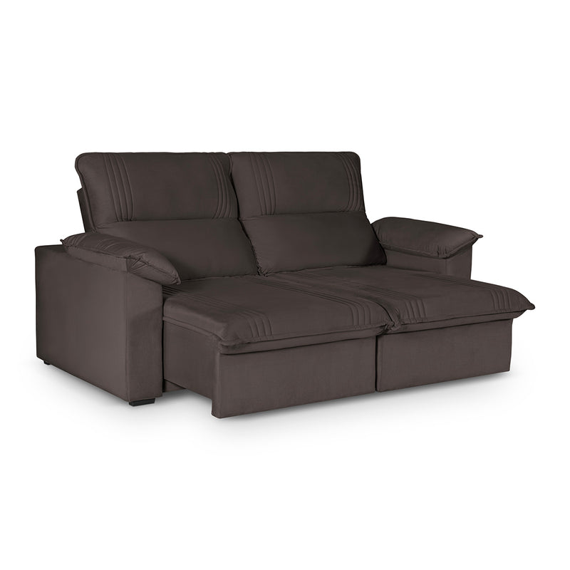 Sofá Retrátil Reclinável America 1,80m Suede Marrom