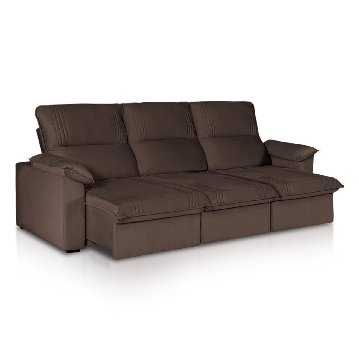 Sofá Retrátil Reclinável America 2,30m Suede Marrom