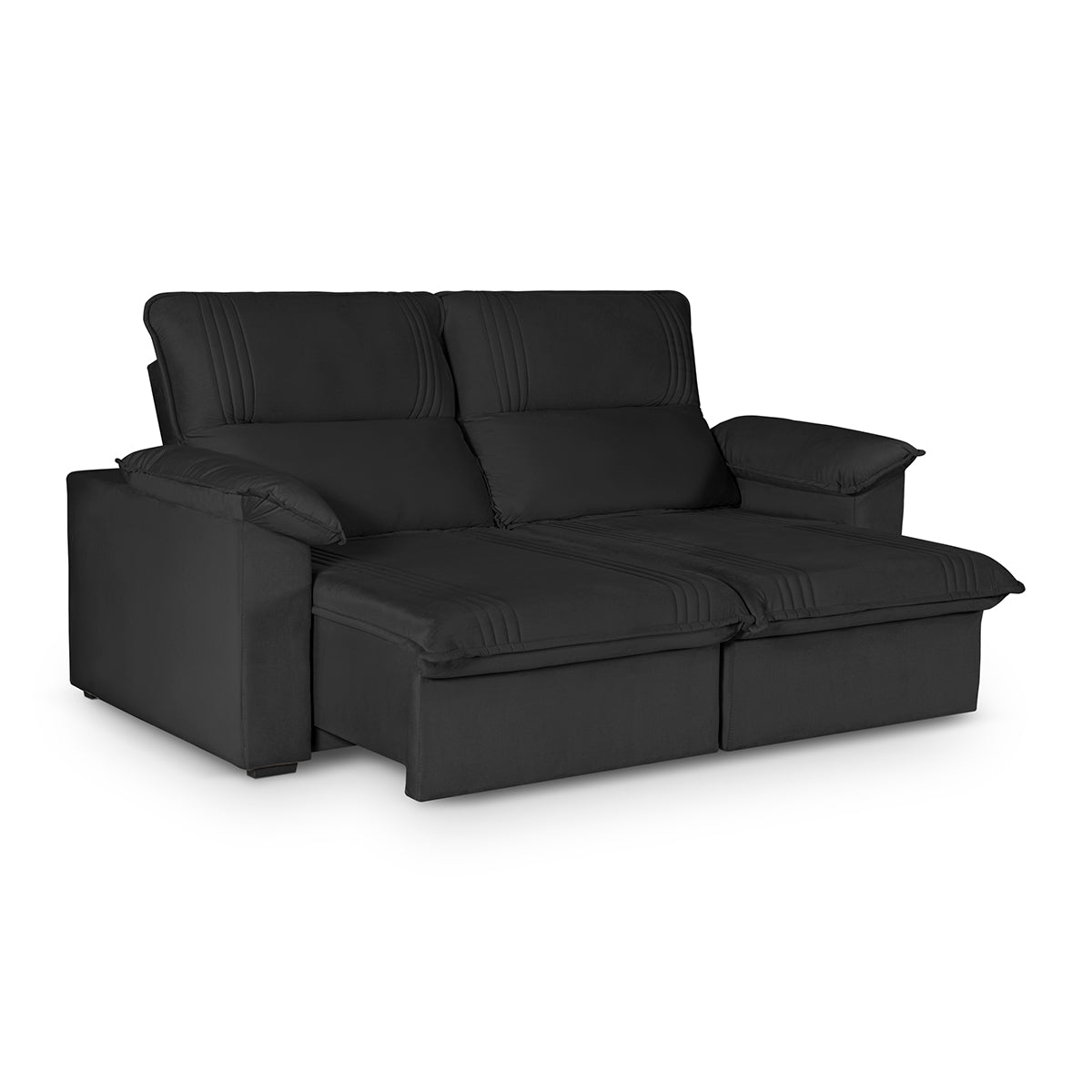 Sofá Retrátil Reclinável America 1,80m Suede Preto
