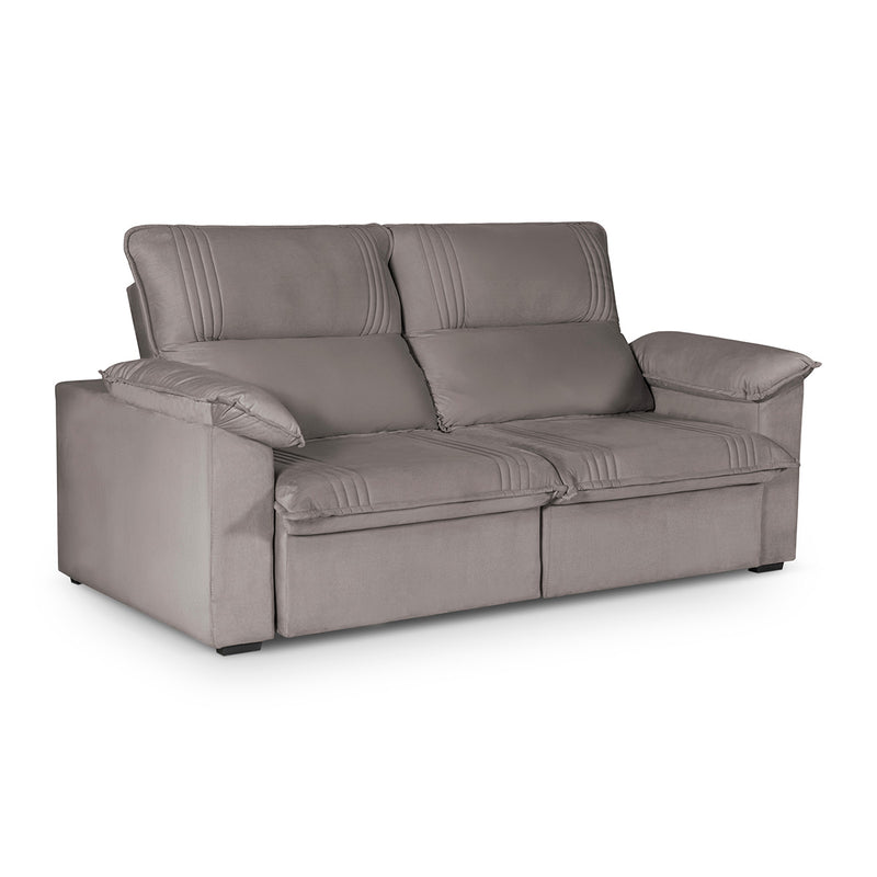 Sofá Retrátil Reclinável America 1,50m Suede Tabaco