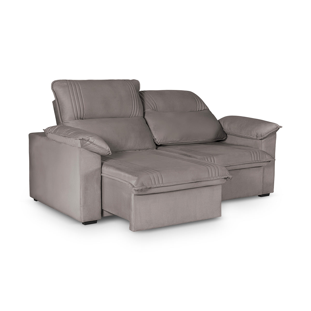 Sofá Retrátil Reclinável America 1,80m Suede Tabaco