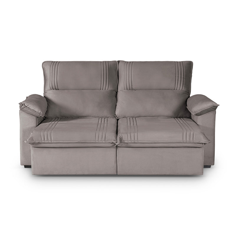 Sofá Retrátil Reclinável America 1,80m Suede Tabaco