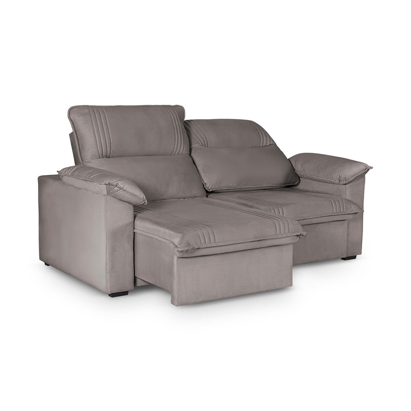Sofá Retrátil Reclinável America 2,00m Suede Tabaco