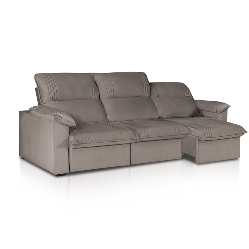 Sofá Retrátil Reclinável America 2,30m Suede Tabaco